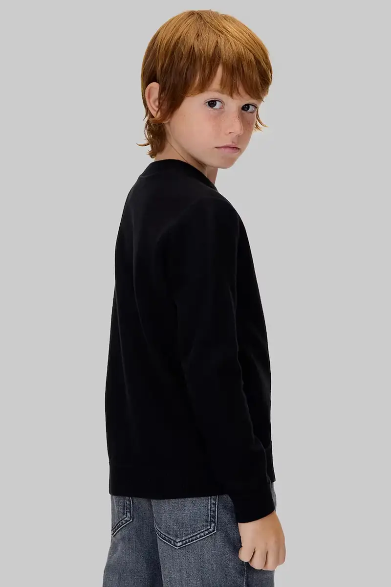 felpa in cotone bambino/a colore nero con applicazione IB0IB02596 miniatura 4