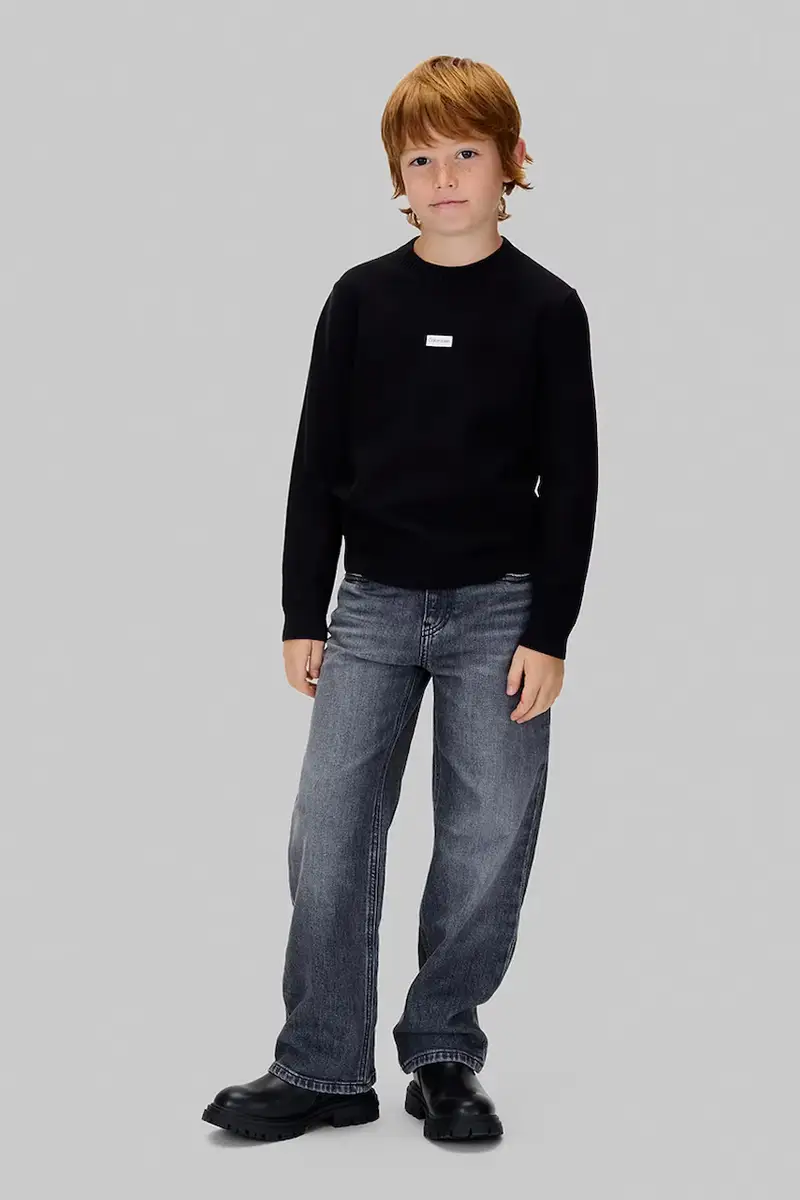 felpa in cotone bambino/a colore nero con applicazione IB0IB02596 miniatura 5