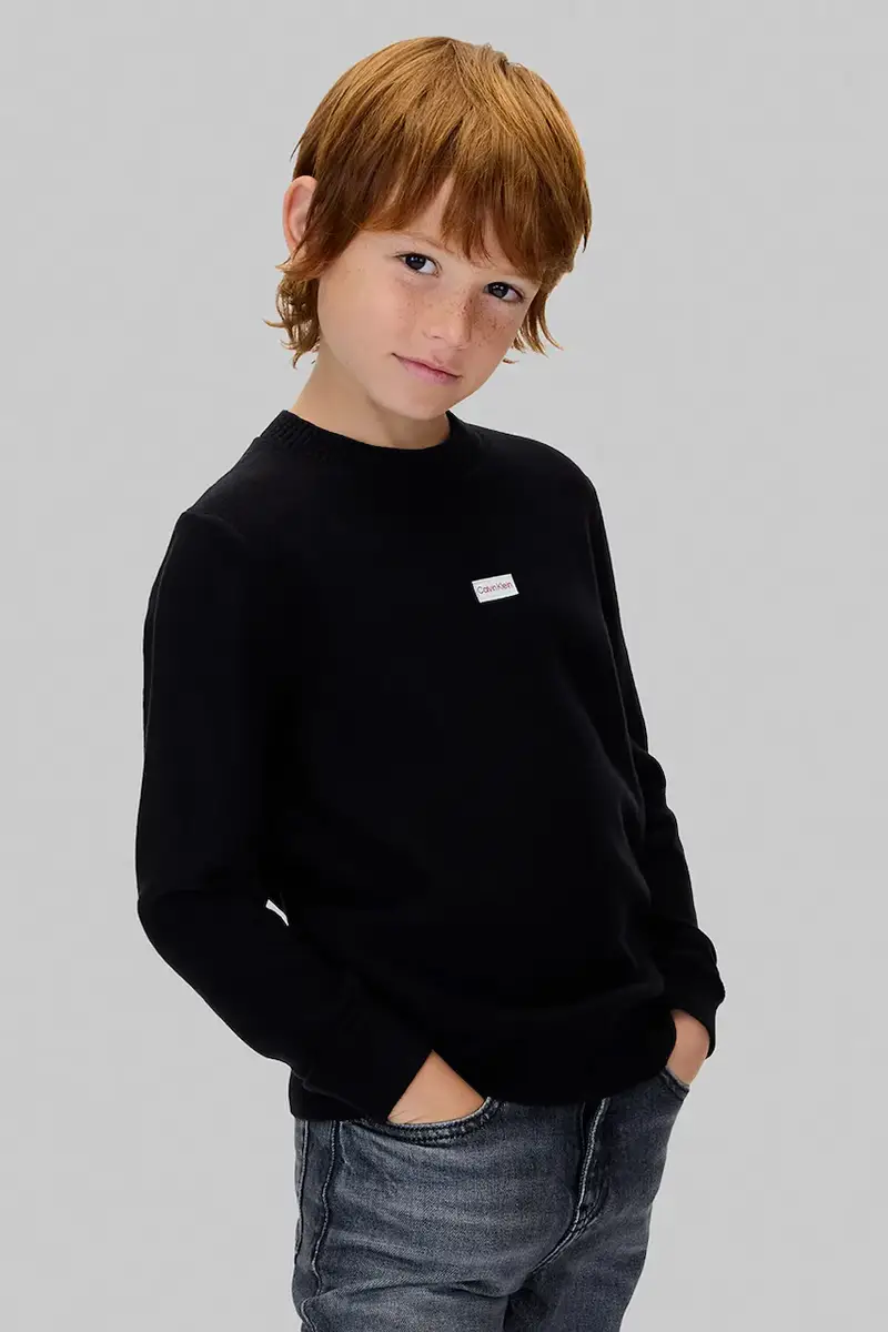 felpa in cotone bambino/a colore nero con applicazione IB0IB02596