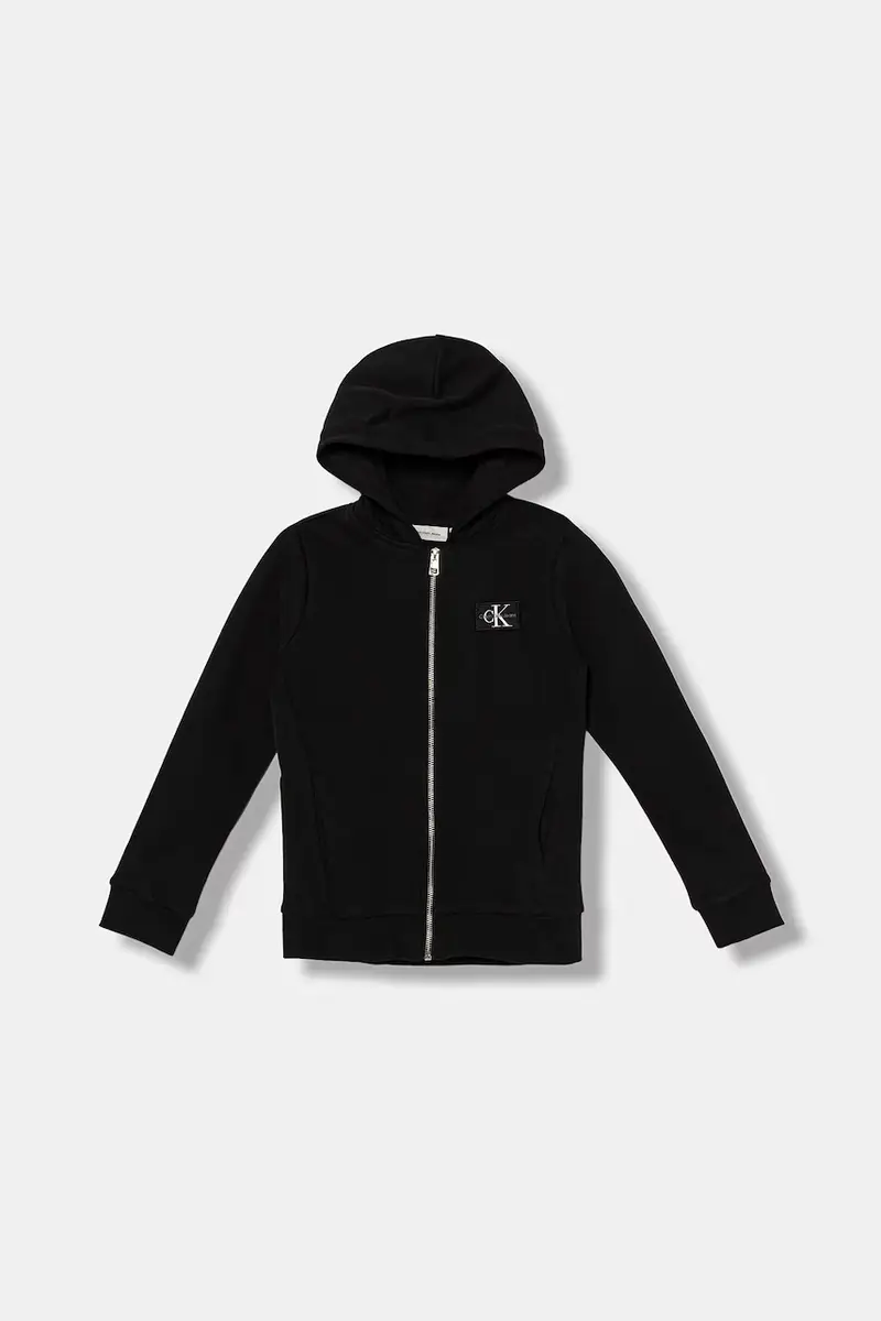 felpa in cotone bambino/a colore nero con cappuccio con applicazione IB0IB02213