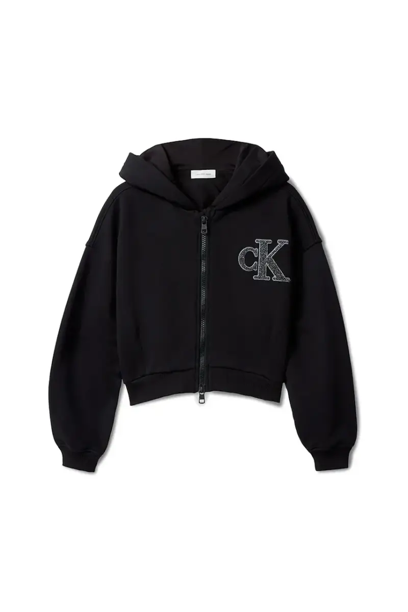 felpa in cotone bambino/a colore nero con cappuccio con applicazione IG0IG03017 miniatura 2