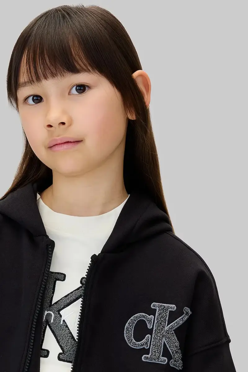 felpa in cotone bambino/a colore nero con cappuccio con applicazione IG0IG03017 miniatura 3