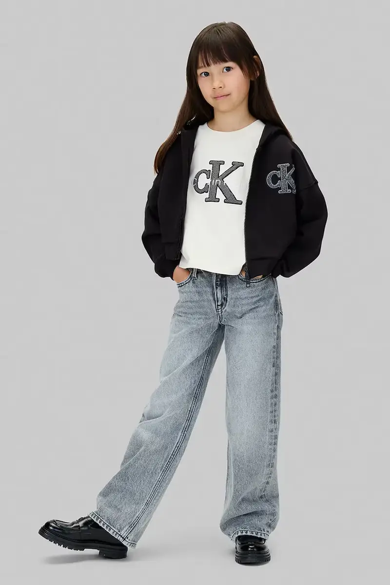 felpa in cotone bambino/a colore nero con cappuccio con applicazione IG0IG03017 miniatura 4