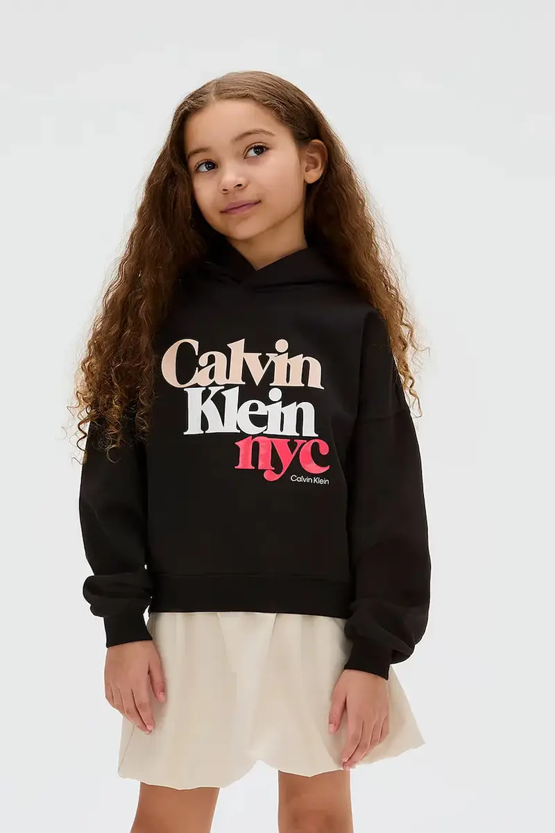 felpa in cotone bambino/a colore nero con cappuccio IG0IG02989