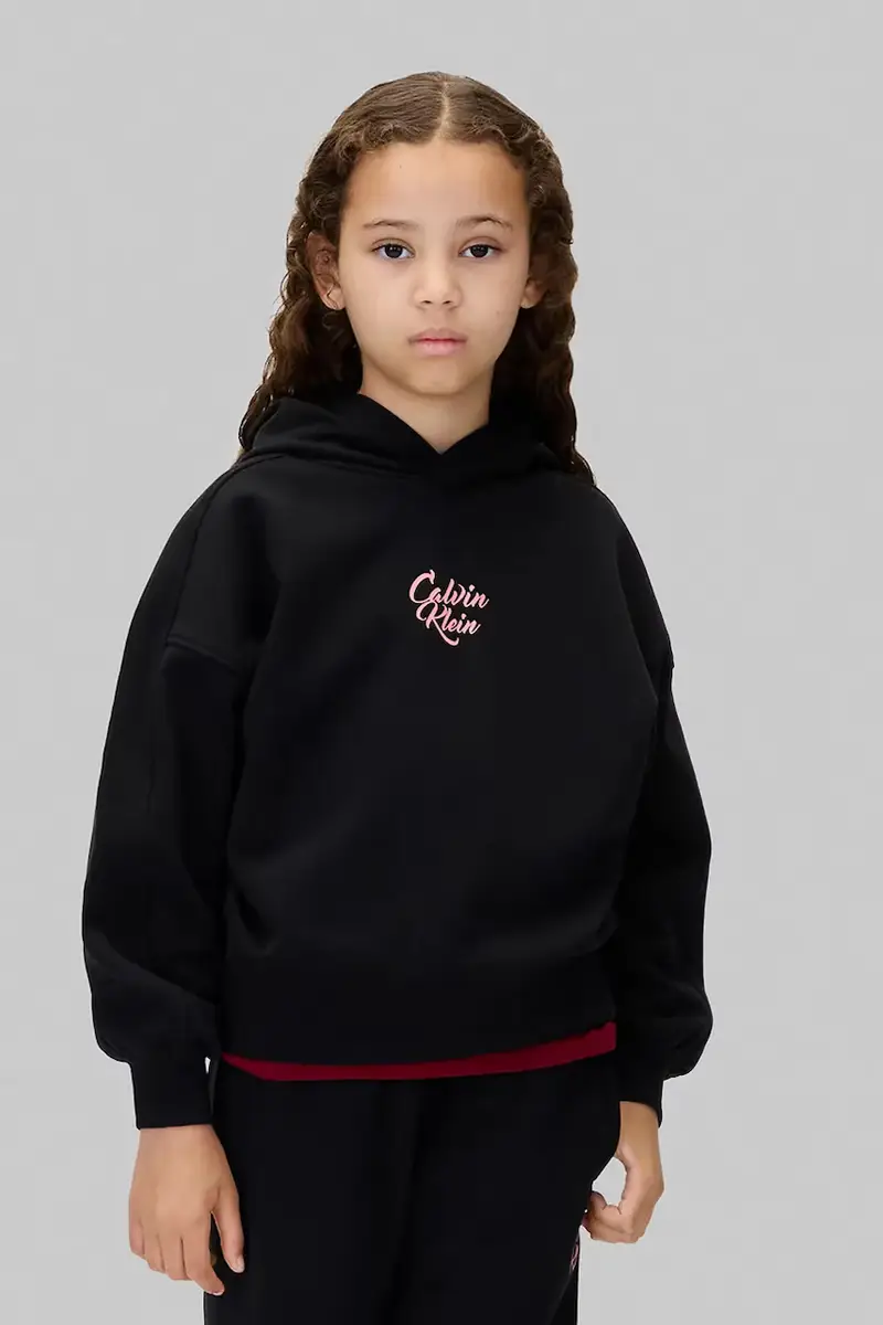 felpa in cotone bambino/a colore nero con cappuccio IG0IG03016