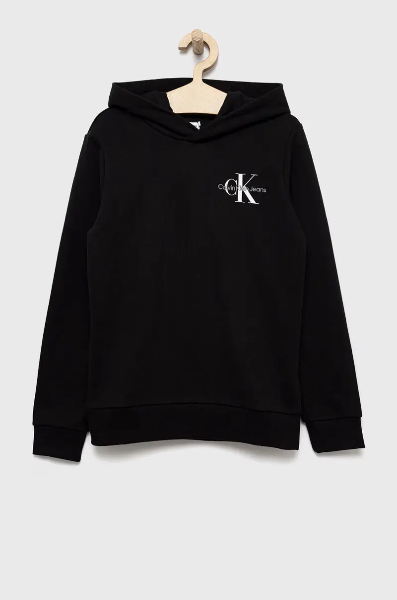 felpa in cotone bambino/a con cappuccio Nero