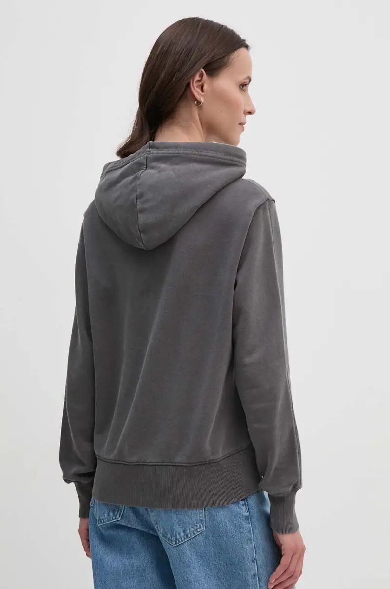 felpa in cotone colore grigio con cappuccio con applicazione J20J223534 miniatura 3