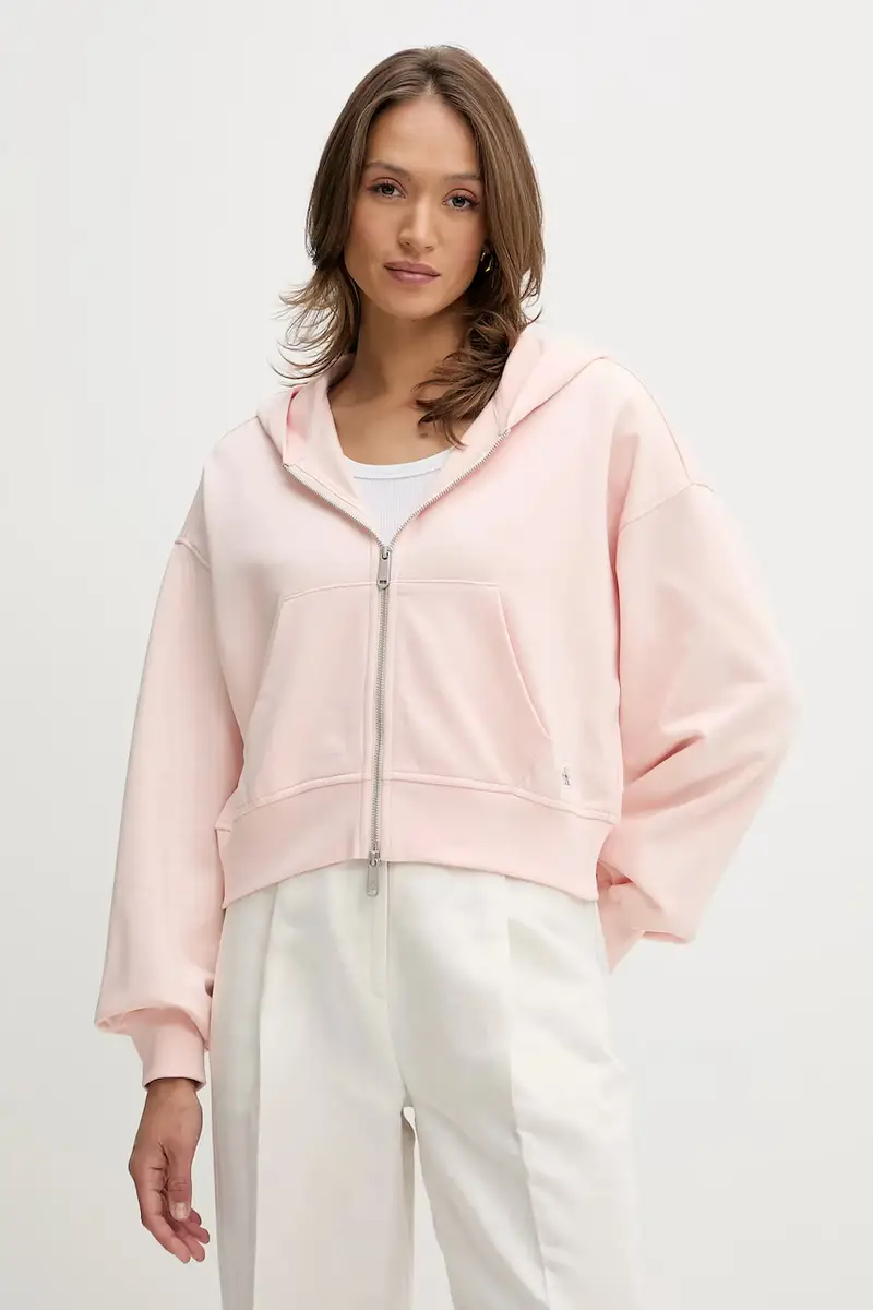 felpa in cotone donna colore arancione con cappuccio LV047C216G