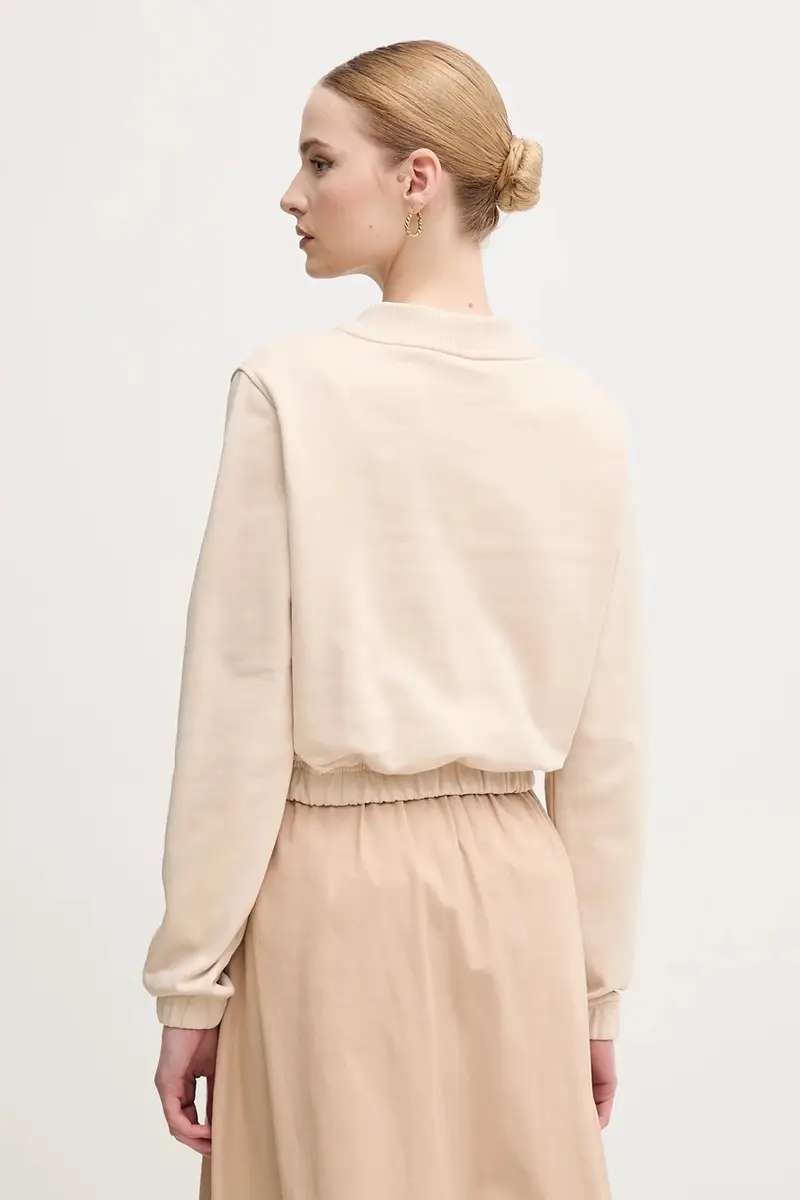 felpa in cotone donna colore beige con applicazione J20J225363 miniatura 3
