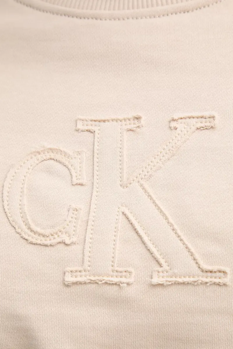 felpa in cotone donna colore beige con applicazione J20J225363 miniatura 5