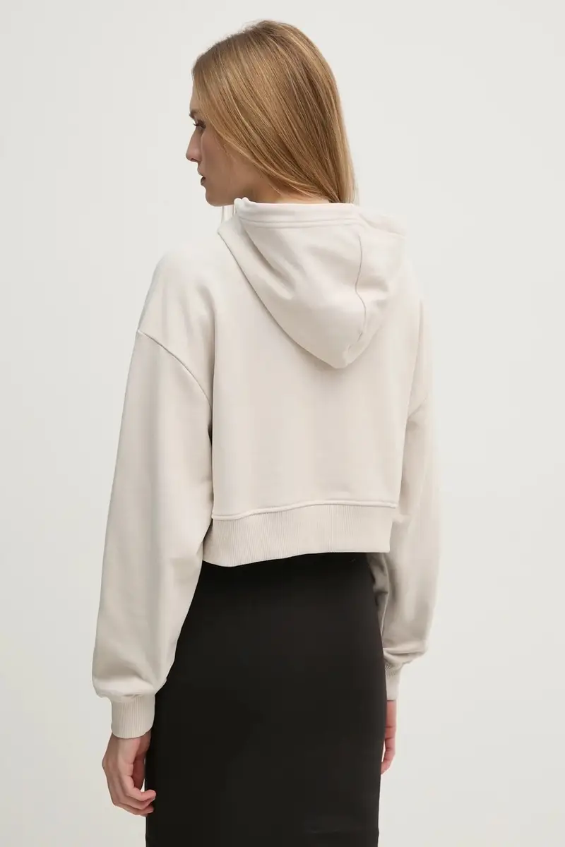 felpa in cotone donna colore beige con cappuccio J20J224746 miniatura 3