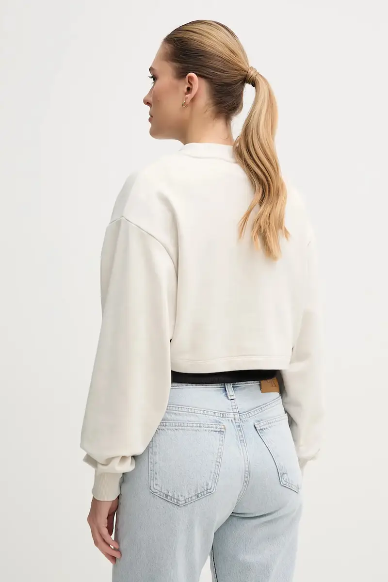 felpa in cotone donna colore beige J20J225370 miniatura 2