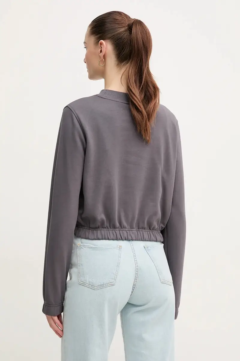 felpa in cotone donna colore grigio con applicazione J20J225363 miniatura 3