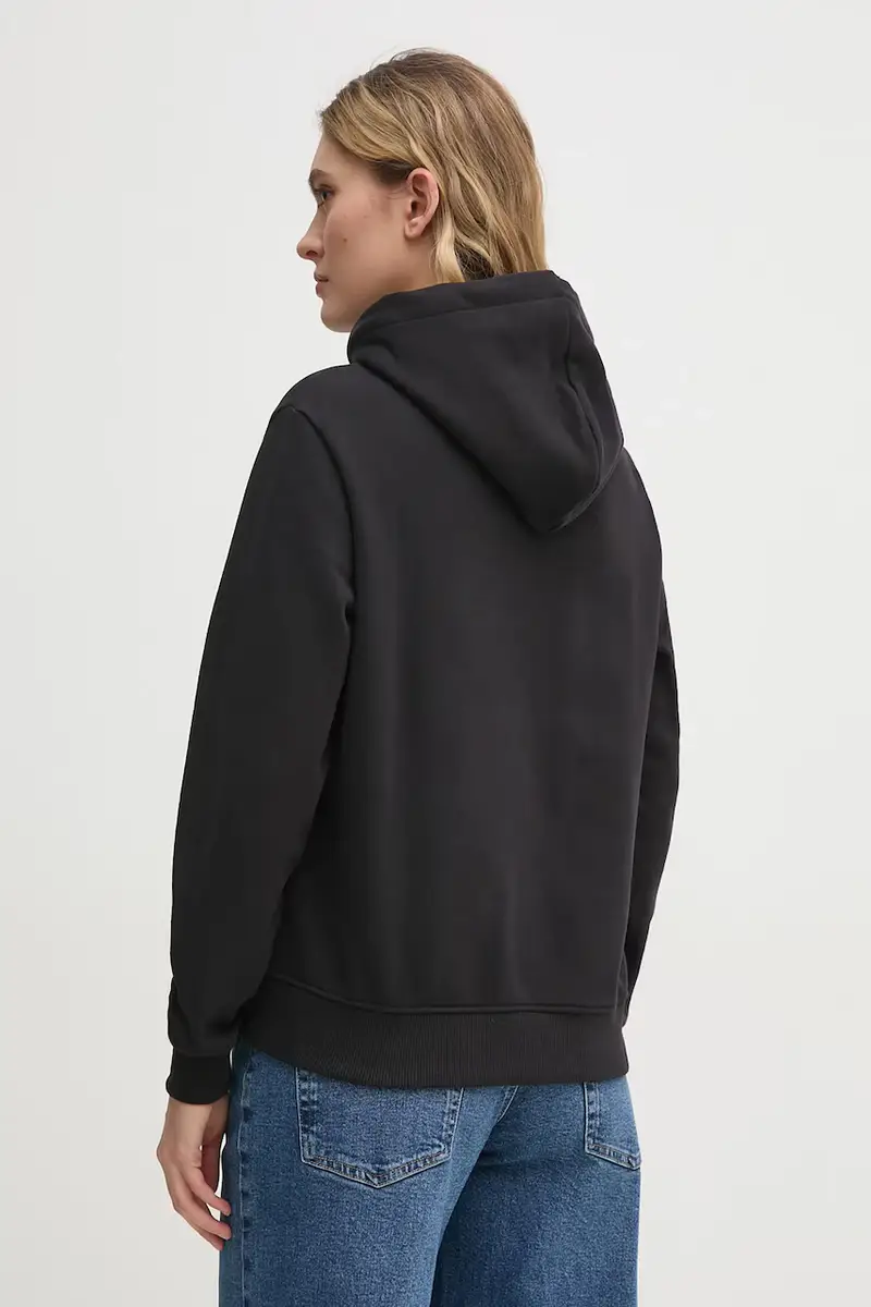 felpa in cotone donna colore nero con cappuccio con applicazione J20J225364 miniatura 3