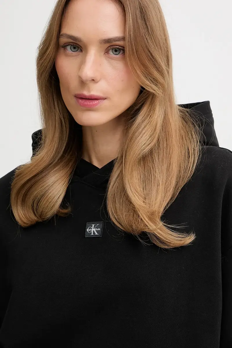 felpa in cotone donna colore nero con cappuccio LV047D232G miniatura 4