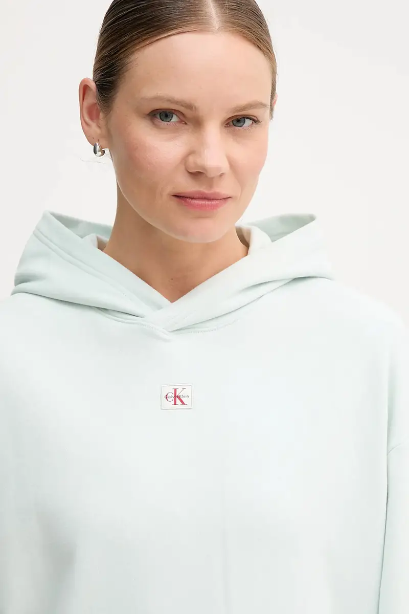 felpa in cotone donna con cappuccio LV047D232G Turchese miniatura 4