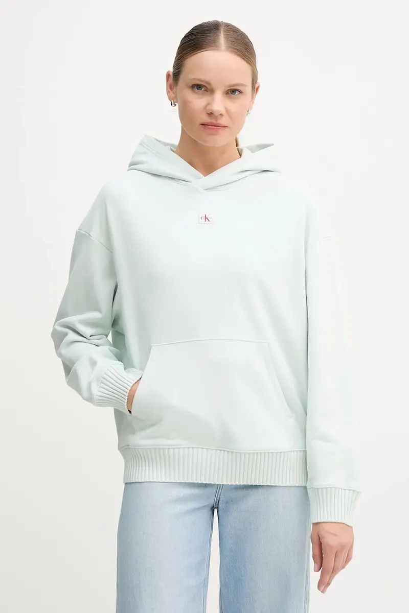 felpa in cotone donna con cappuccio LV047D232G Turchese