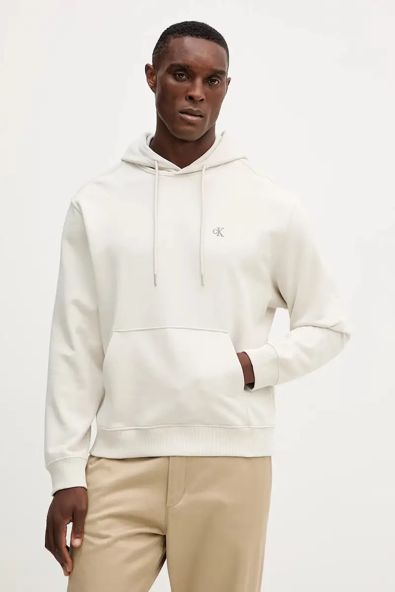 felpa in cotone uomo colore beige con cappuccio LV04RC297G