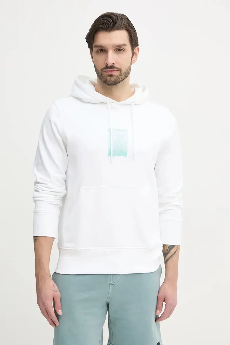 felpa in cotone uomo colore bianco con cappuccio J30J327525