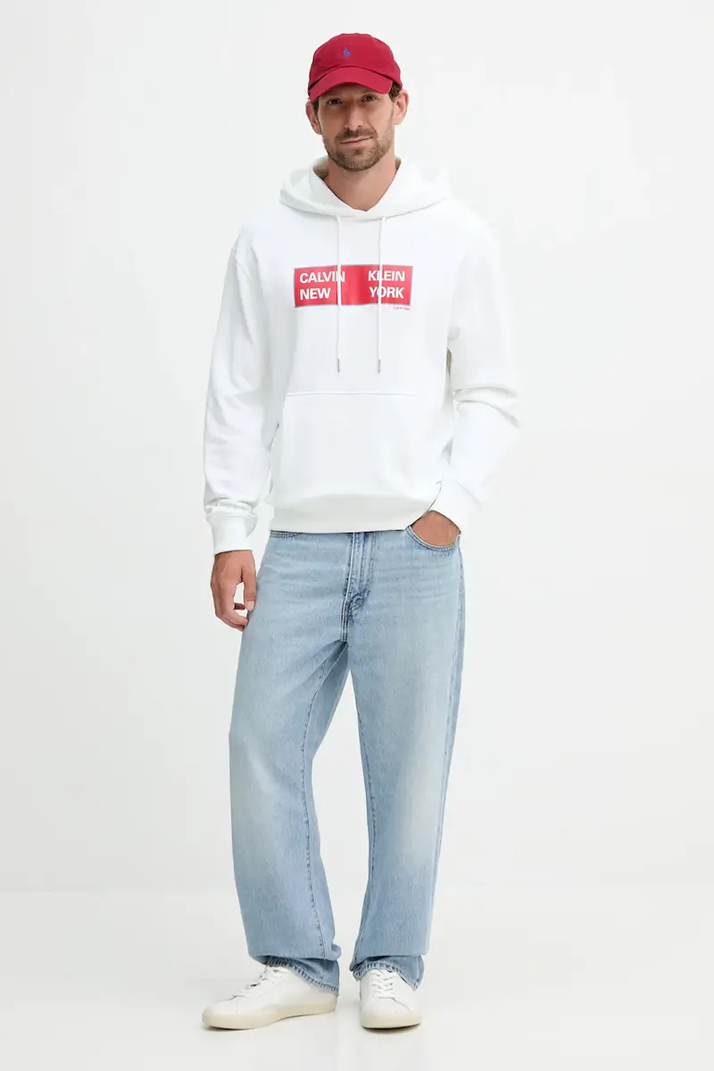 felpa in cotone uomo colore bianco con cappuccio LV04RD259G miniatura 2