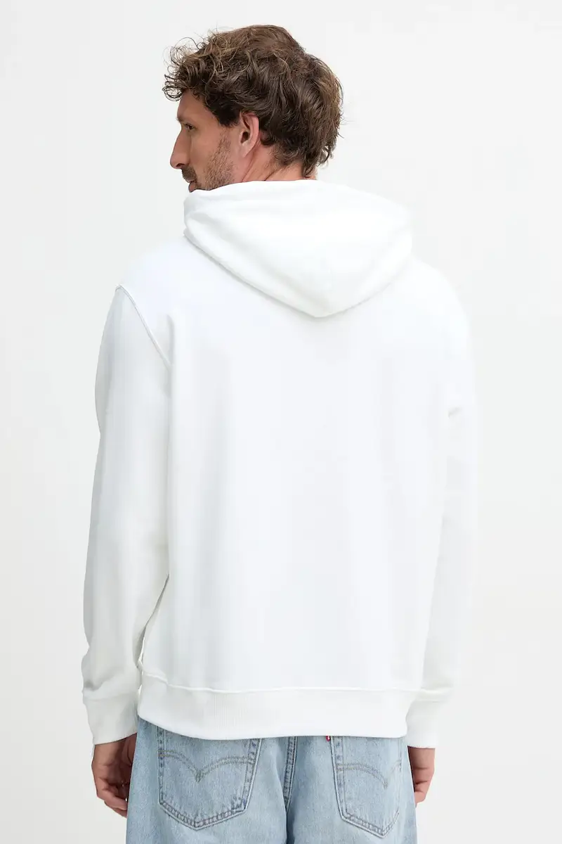 felpa in cotone uomo colore bianco con cappuccio LV04RD259G miniatura 3