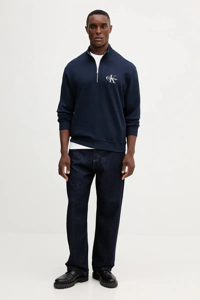 felpa in cotone uomo colore blu navy con applicazione LV04RD244G miniatura 2