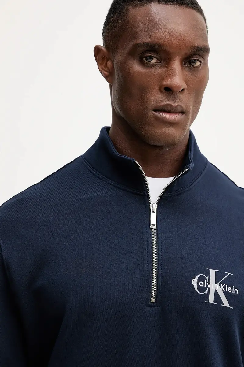 felpa in cotone uomo colore blu navy con applicazione LV04RD244G miniatura 4