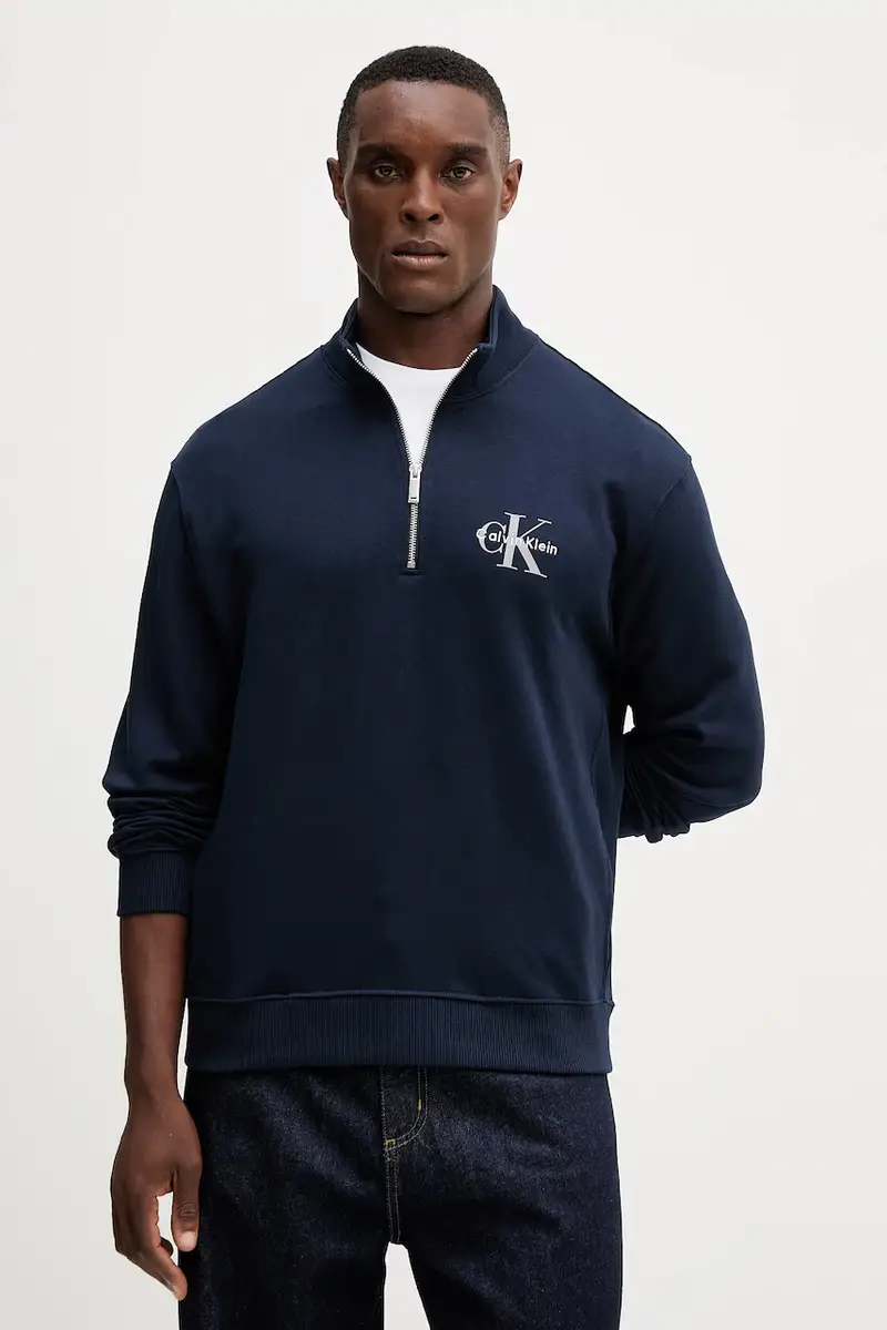 felpa in cotone uomo colore blu navy con applicazione LV04RD244G