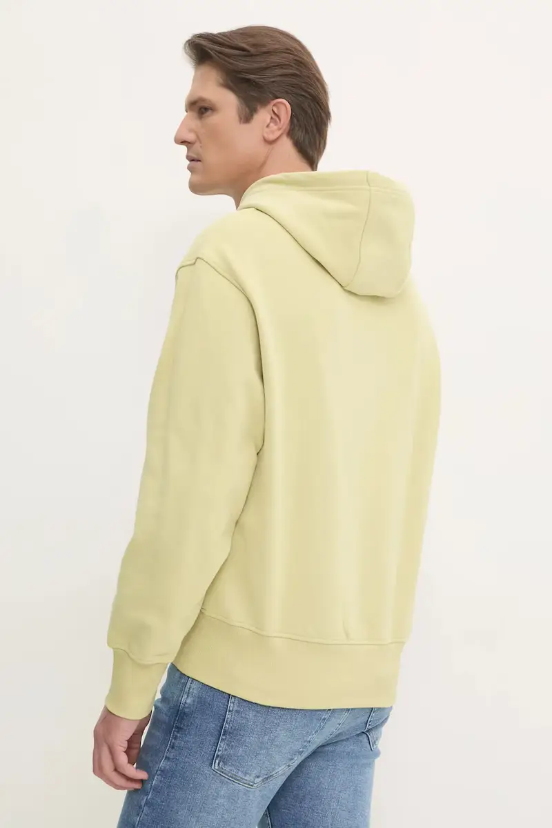 felpa in cotone uomo colore giallo con cappuccio J30J326748 miniatura 3