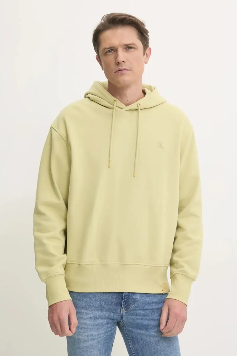 felpa in cotone uomo colore giallo con cappuccio J30J326748 miniatura 4