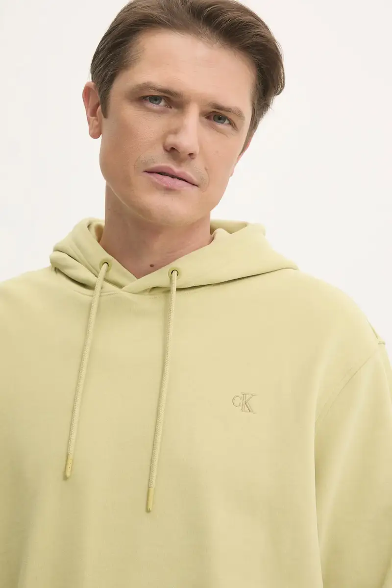 felpa in cotone uomo colore giallo con cappuccio J30J326748