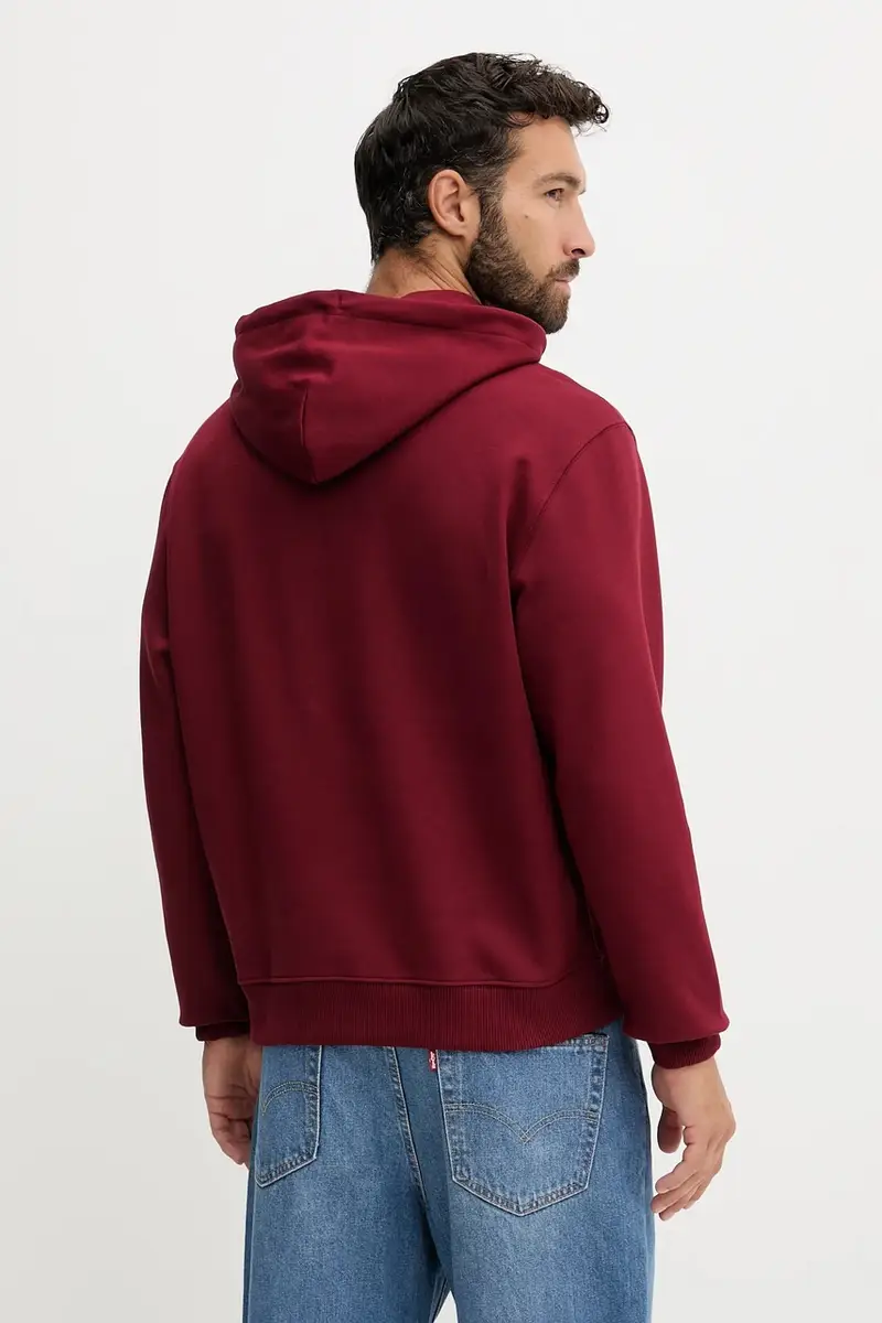 felpa in cotone uomo colore granata con cappuccio LV04RC297G miniatura 2