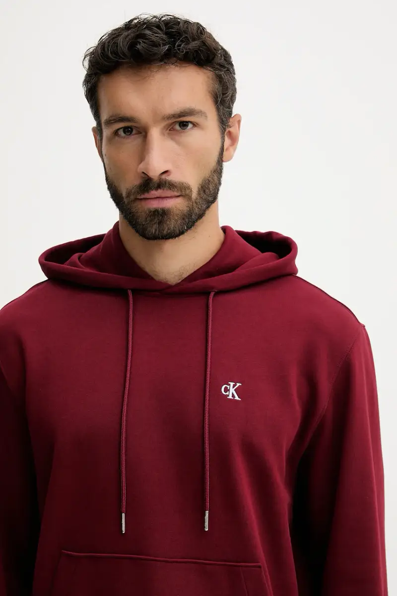 felpa in cotone uomo colore granata con cappuccio LV04RC297G miniatura 3