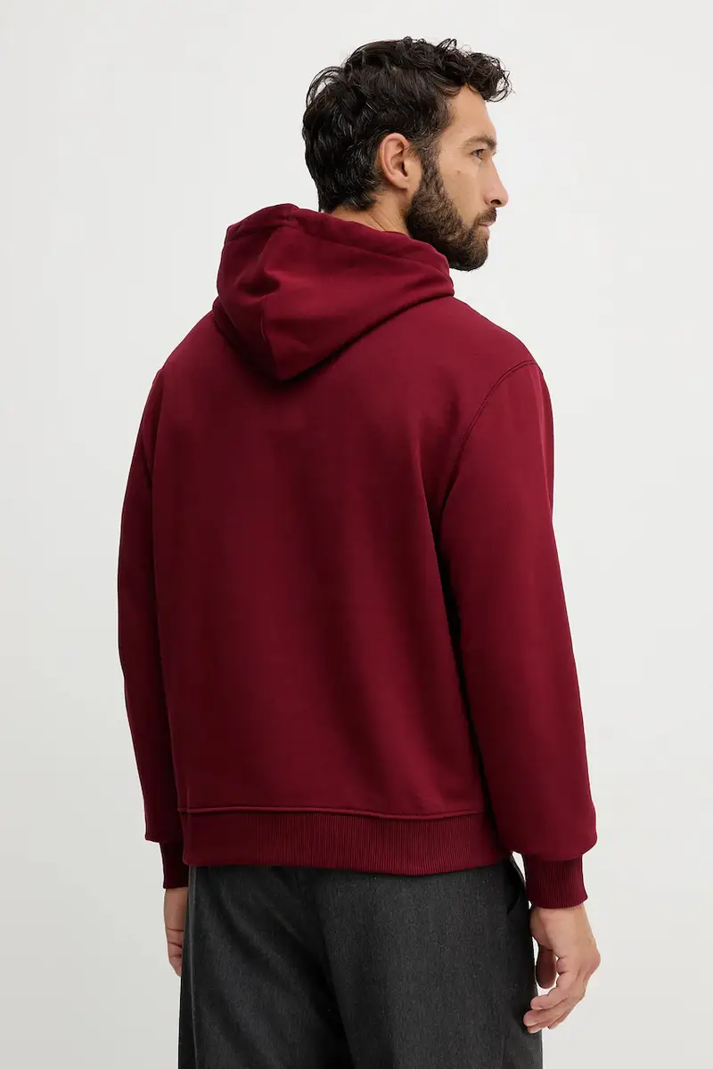 felpa in cotone uomo colore granata con cappuccio LV04RD243G miniatura 3