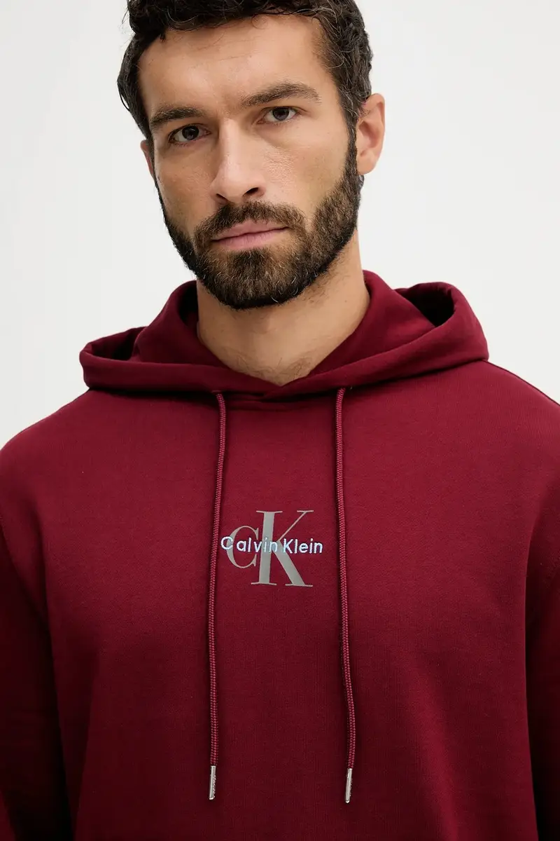 felpa in cotone uomo colore granata con cappuccio LV04RD243G miniatura 4