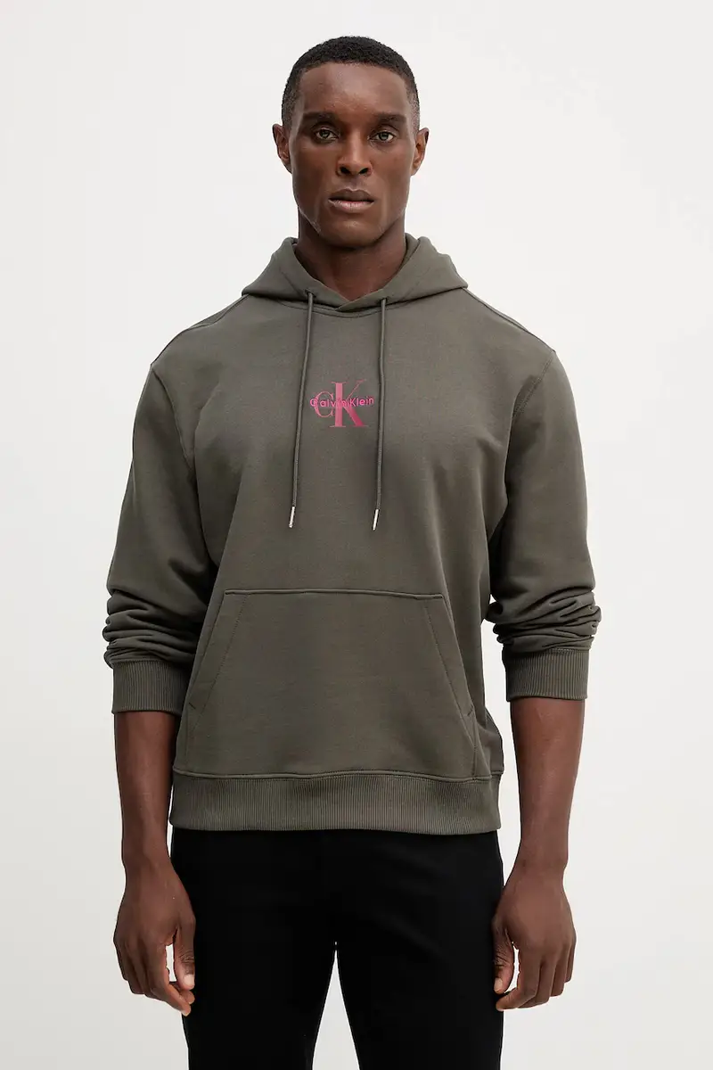 felpa in cotone uomo colore grigio con cappuccio LV04RD243G