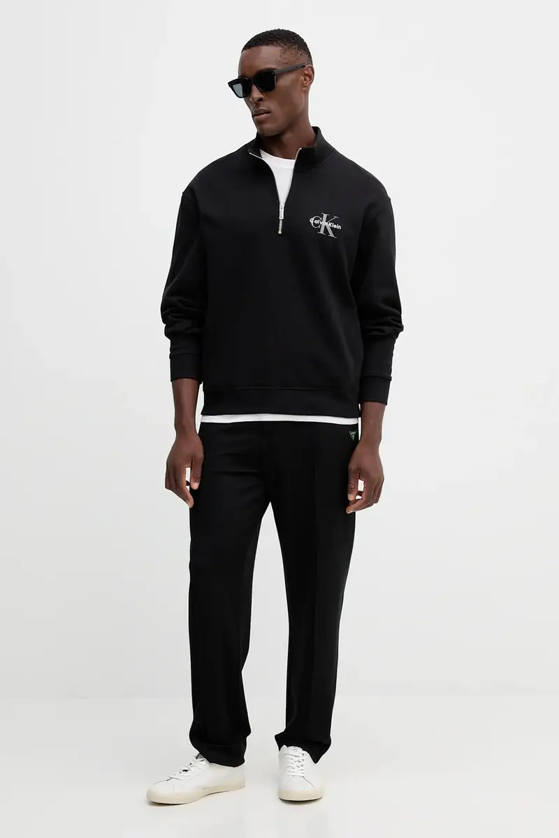 felpa in cotone uomo colore nero con applicazione LV04RD244G miniatura 2