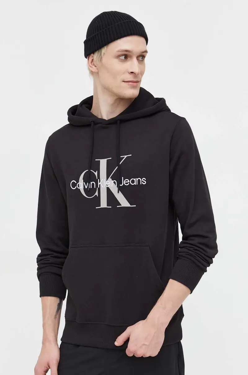 felpa in cotone uomo colore nero con cappuccio