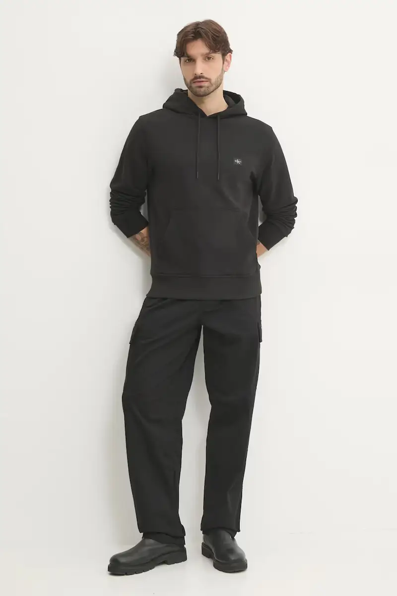 felpa in cotone uomo colore nero con cappuccio J30J327113 miniatura 2