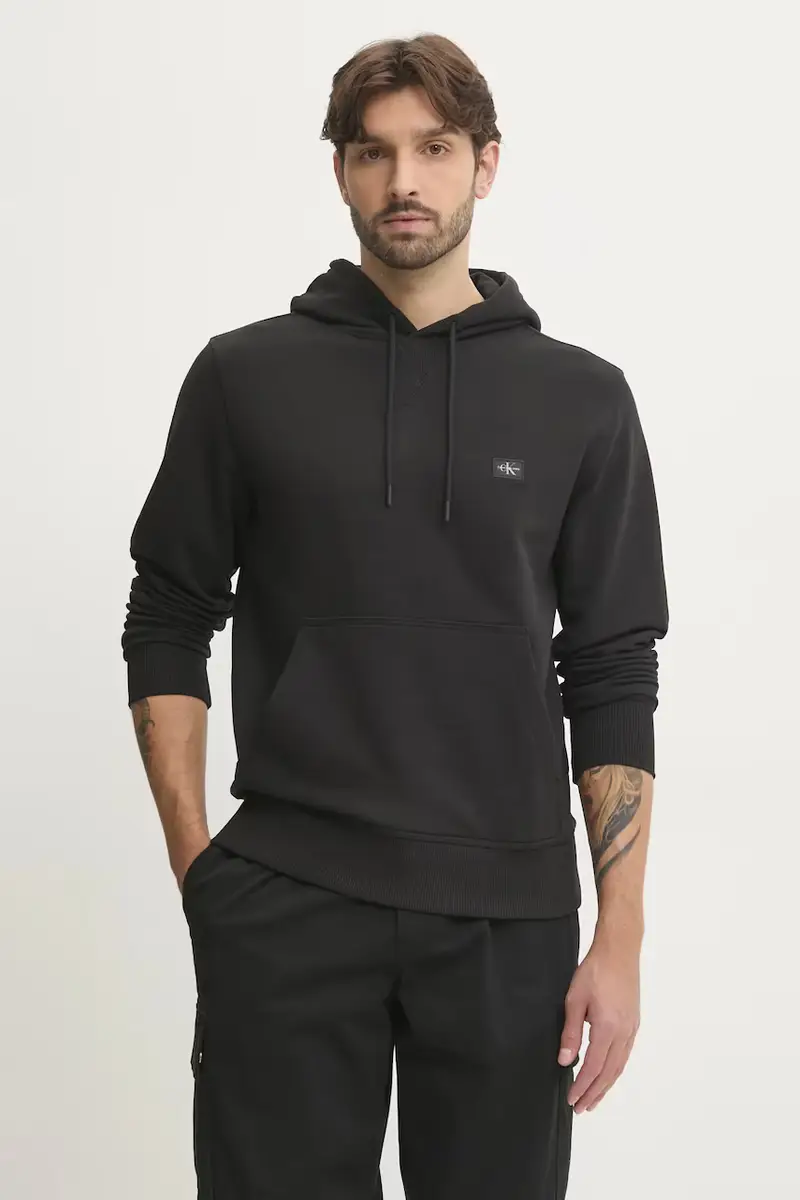 felpa in cotone uomo colore nero con cappuccio J30J327113