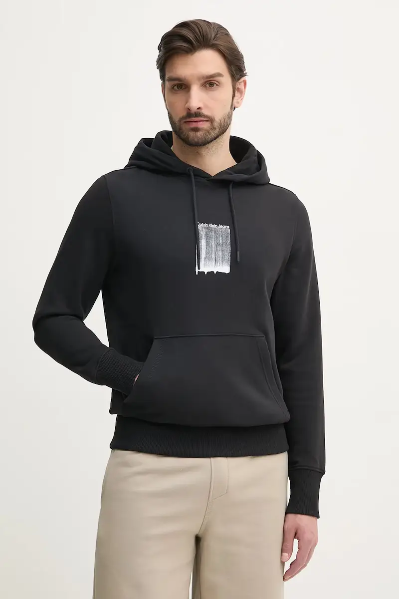 felpa in cotone uomo colore nero con cappuccio J30J327525