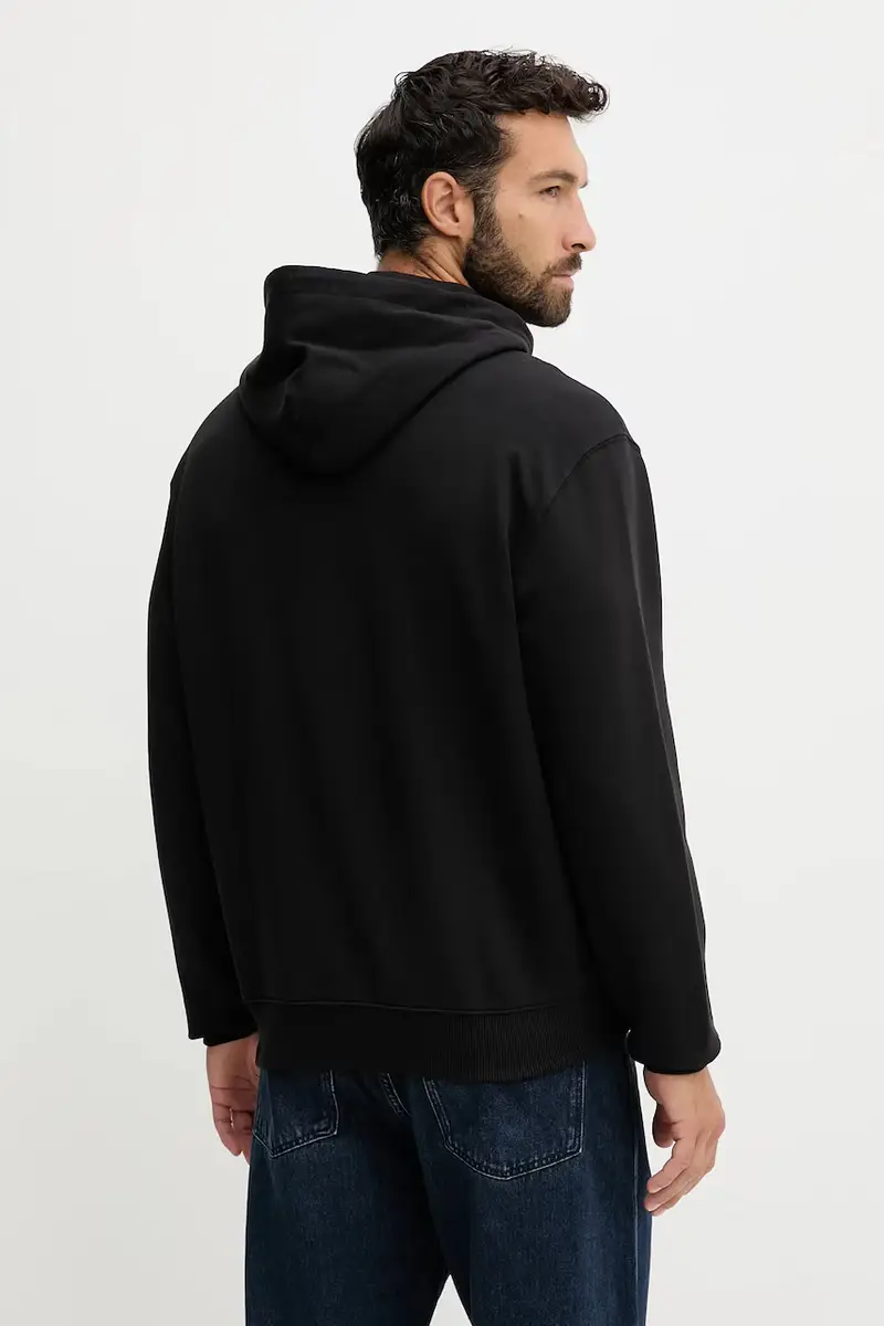 felpa in cotone uomo colore nero con cappuccio LV04RD240G miniatura 2