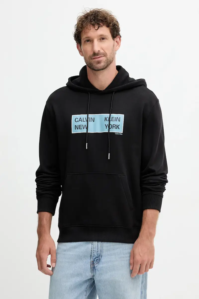 felpa in cotone uomo colore nero con cappuccio LV04RD259G