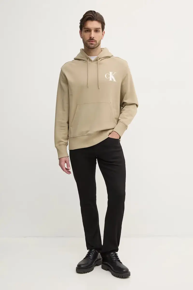 felpa in cotone uomo colore verde con cappuccio J30J327476 miniatura 2