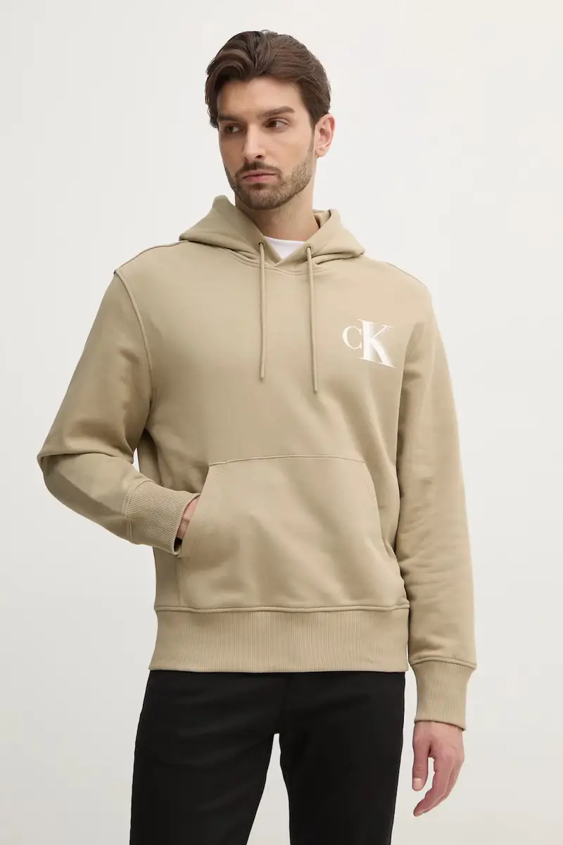 felpa in cotone uomo colore verde con cappuccio J30J327476 miniatura 3