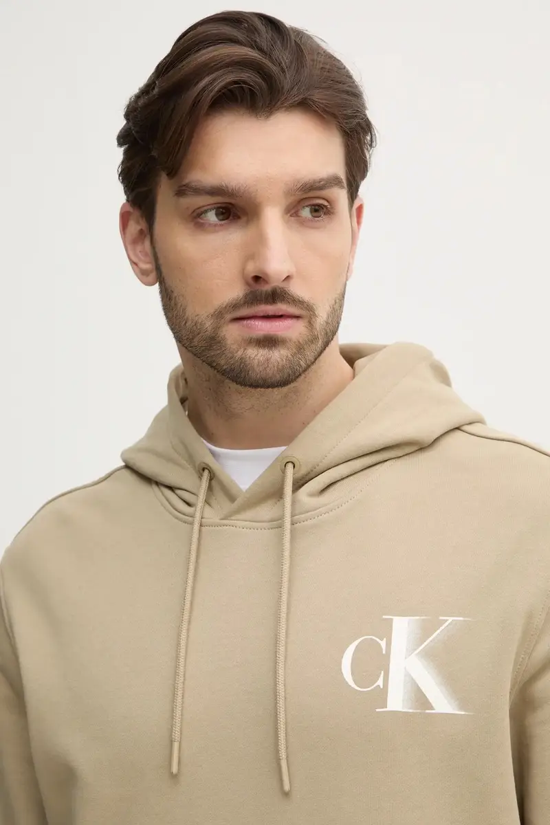 felpa in cotone uomo colore verde con cappuccio J30J327476 miniatura 4