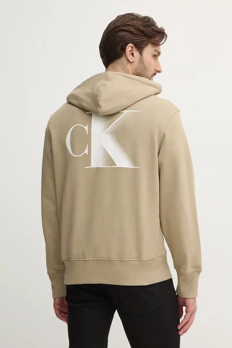 felpa in cotone uomo colore verde con cappuccio J30J327476