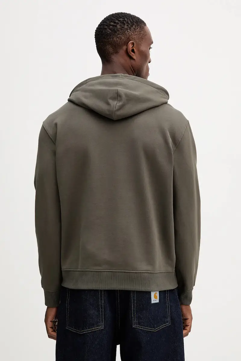 felpa in cotone uomo colore verde con cappuccio LV04RC297G miniatura 3