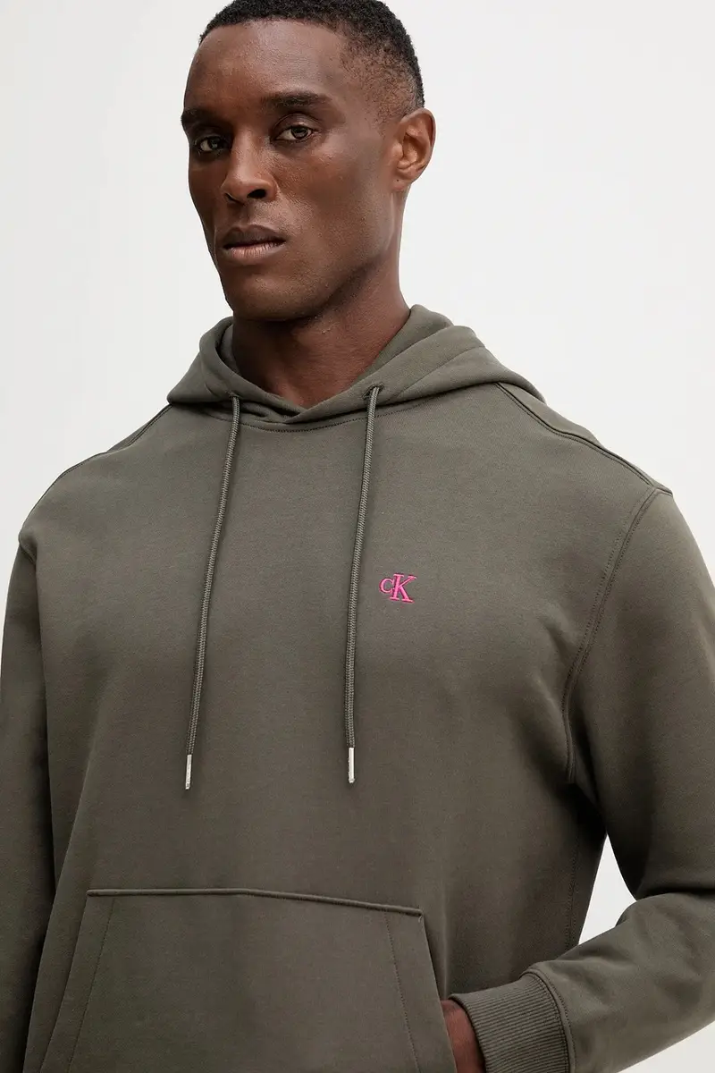 felpa in cotone uomo colore verde con cappuccio LV04RC297G miniatura 4