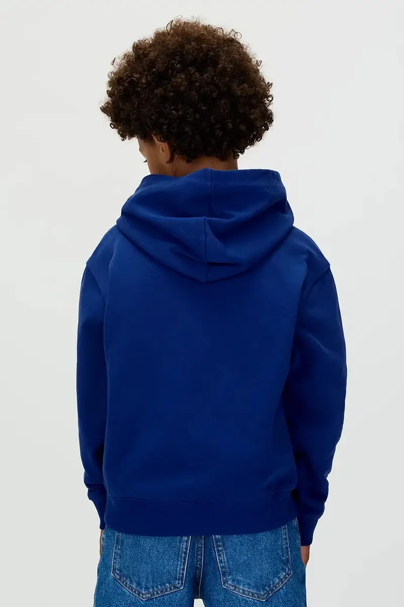 felpa per bambini colore blu navy con cappuccio IB0IB02563 miniatura 3